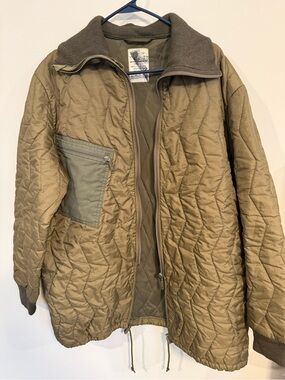 Quilted German Military-Style Men's Jacket Olive Size L